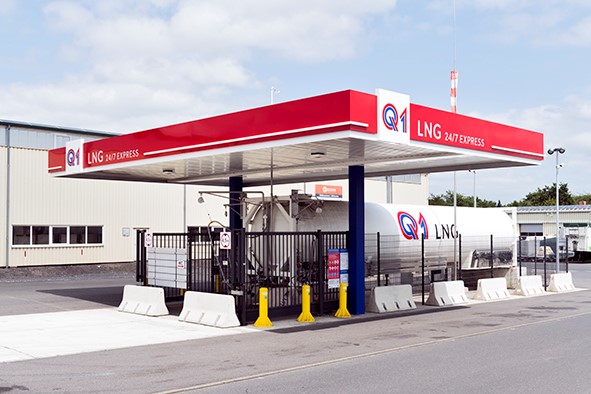 Die Q1 LNG-Tankstelle 24/7 Express im Osnabrücker Stadtteil Atter Osnabrück.